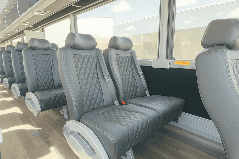 interior of San Jose Coach Bus Service charter bus